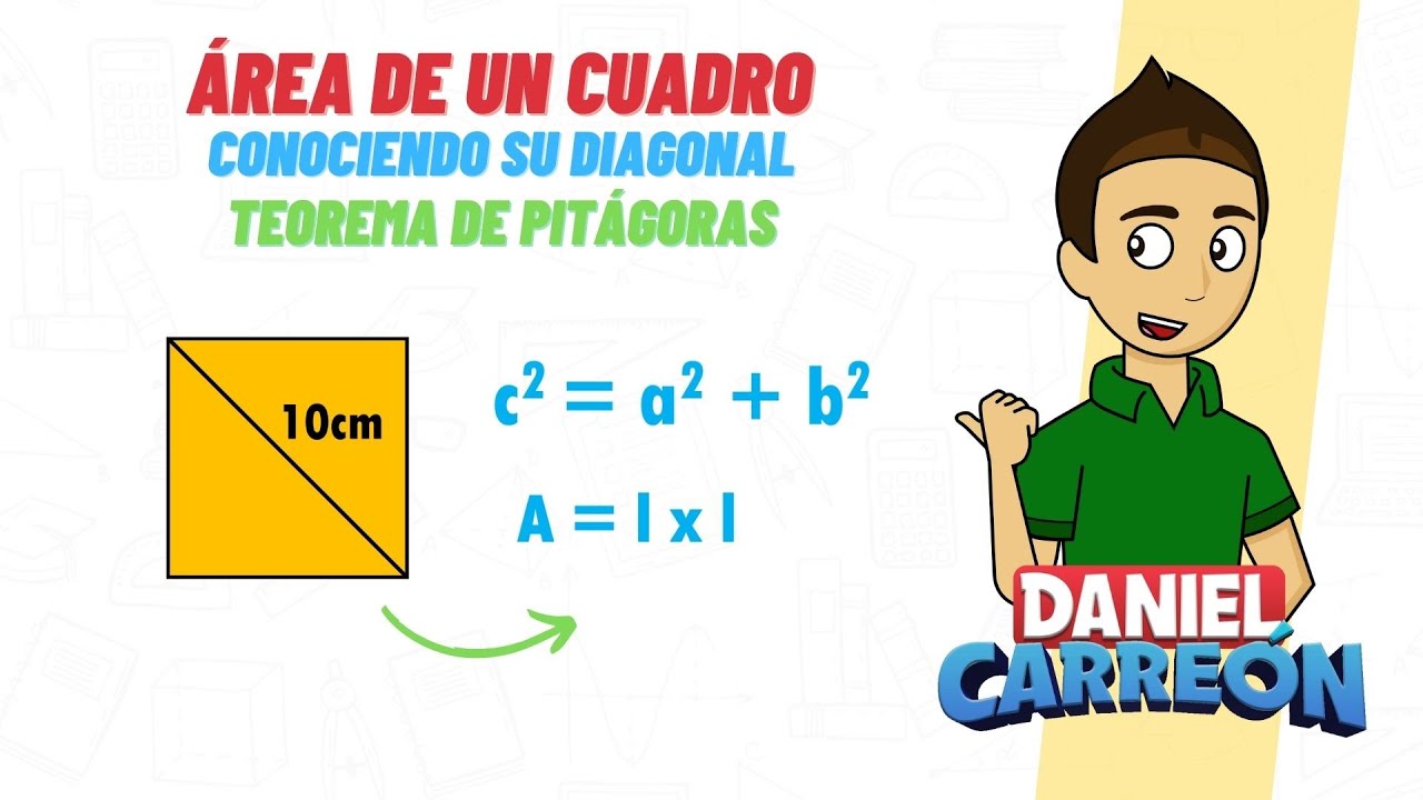 como sacar el area de un cuadrado con la diagonal