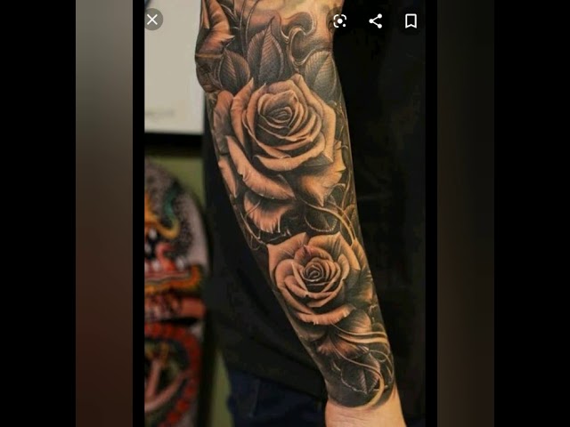 tatuajes de rosas en el brazo para hombres a color