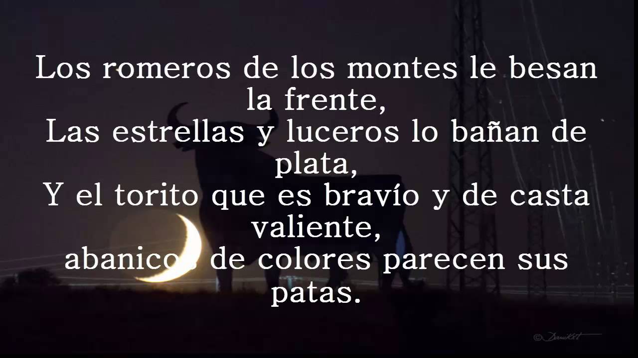 es un toro enamorado de la luna letra